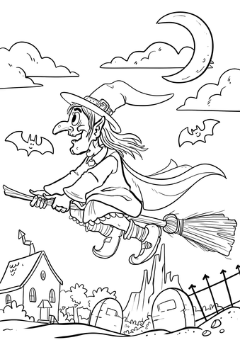 Witch During Walpurgis Night Coloring Page